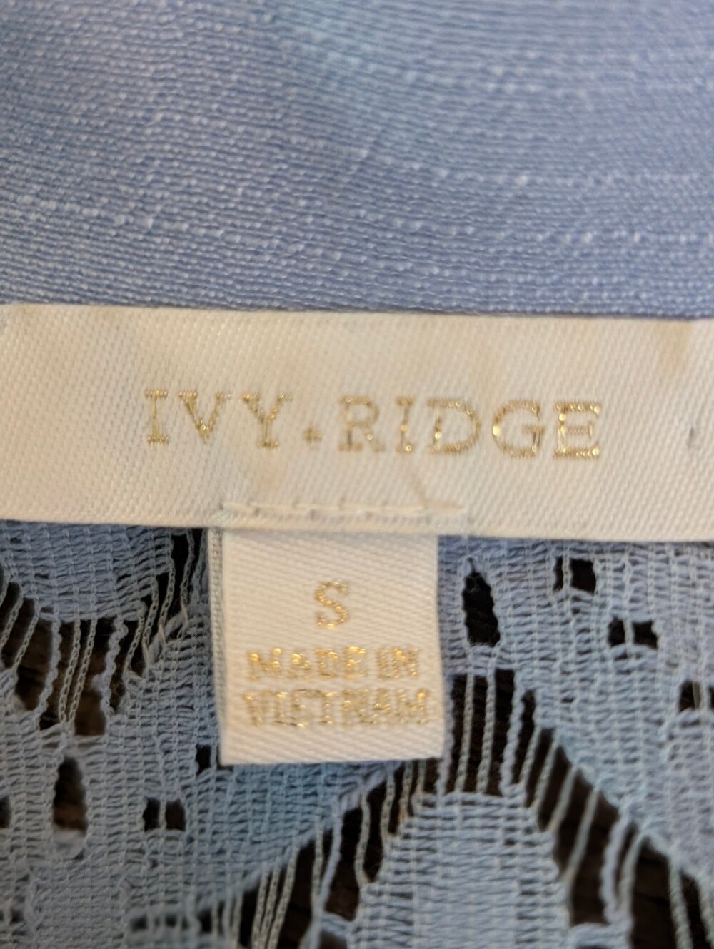 Ivy Ridge Light Blue Lace Button-Front Blouse - Picture 8 of 9